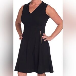 Calvin Klein Black Mini Dress with Gold Accents